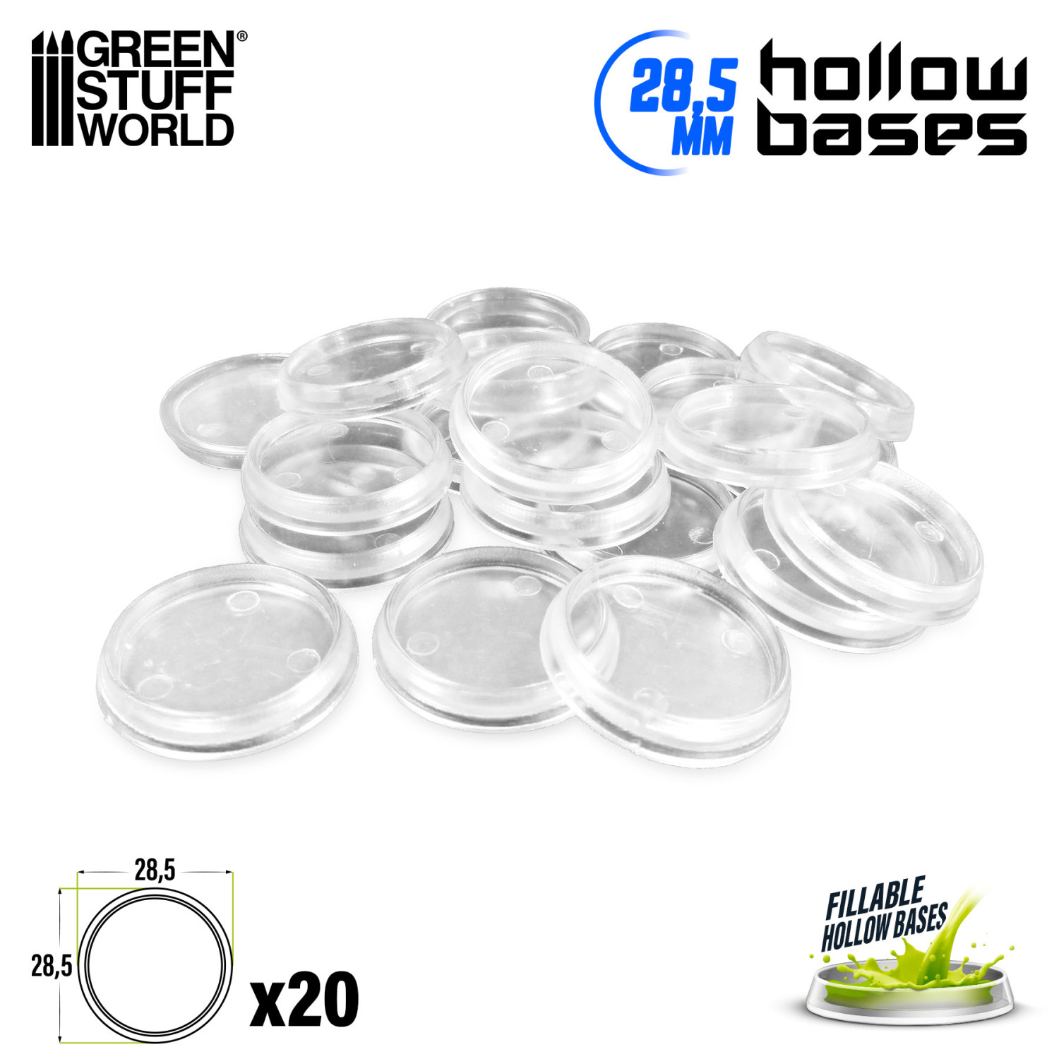 Peanas de plástico transparentes con HUECO - Redondas 28,5mm
