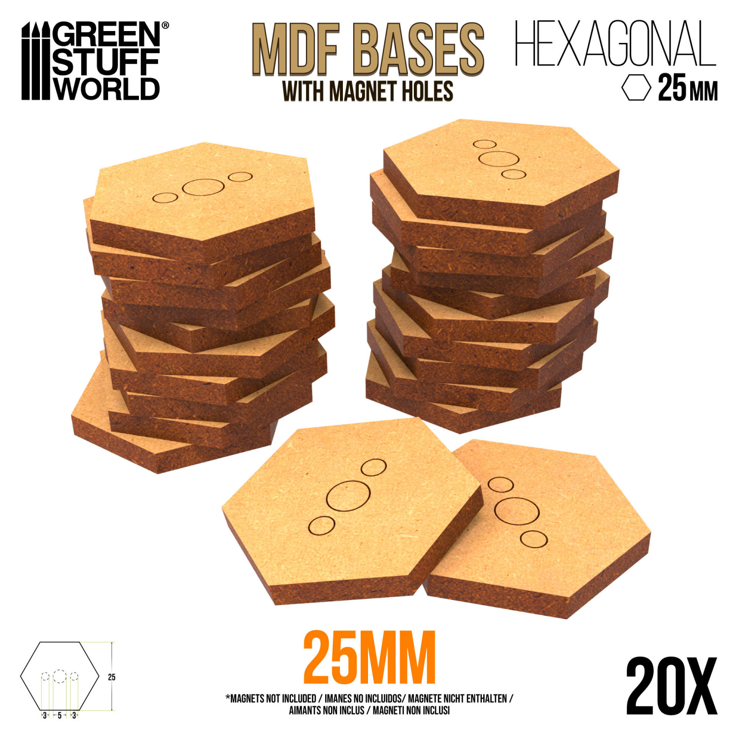 Peanas DM - Hexagonales 25 mm