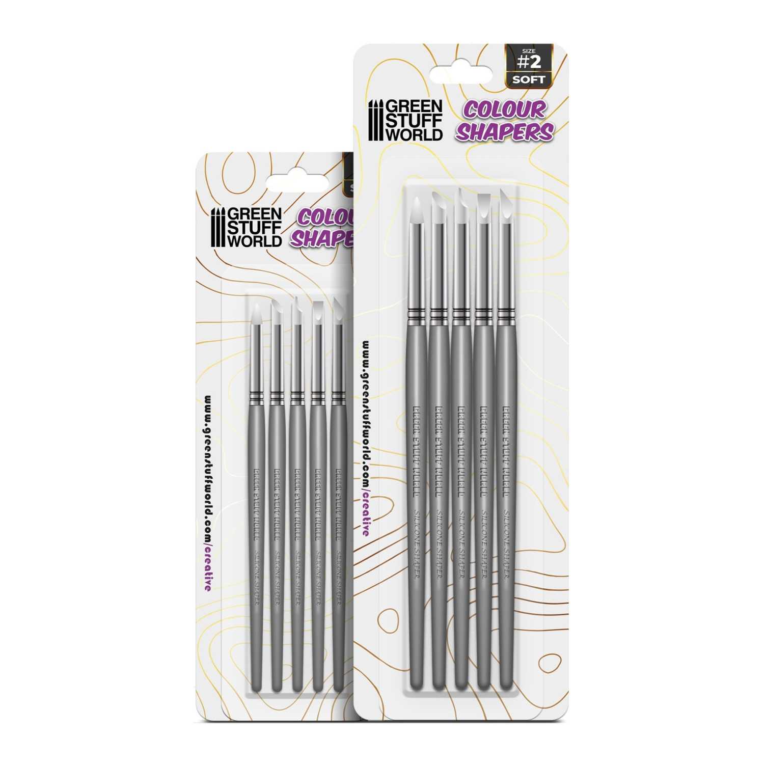 Pinceles Silicona - Combo Tamaño 0 y 2 - BLANCO SOFT