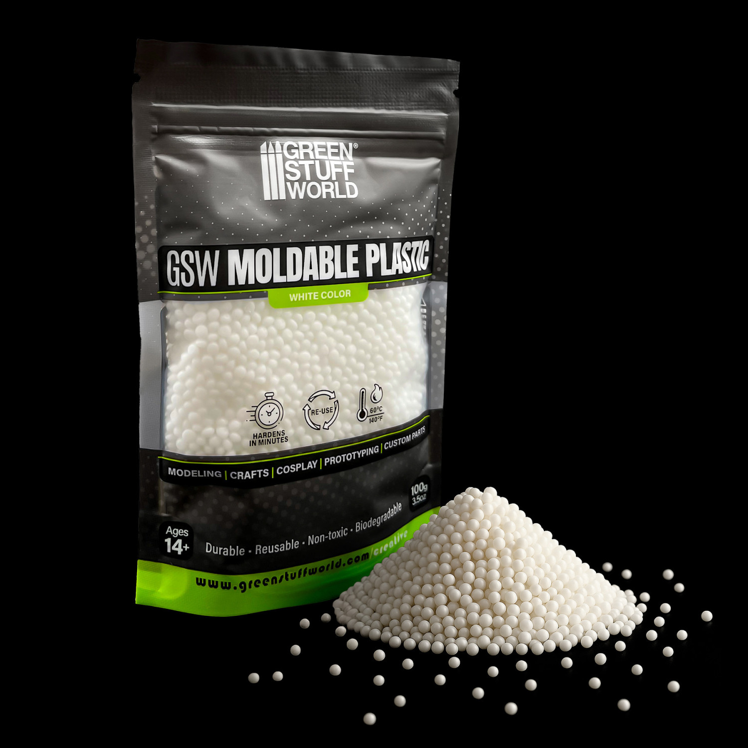Plastico Moldeable Pellets - Blanco 100gr