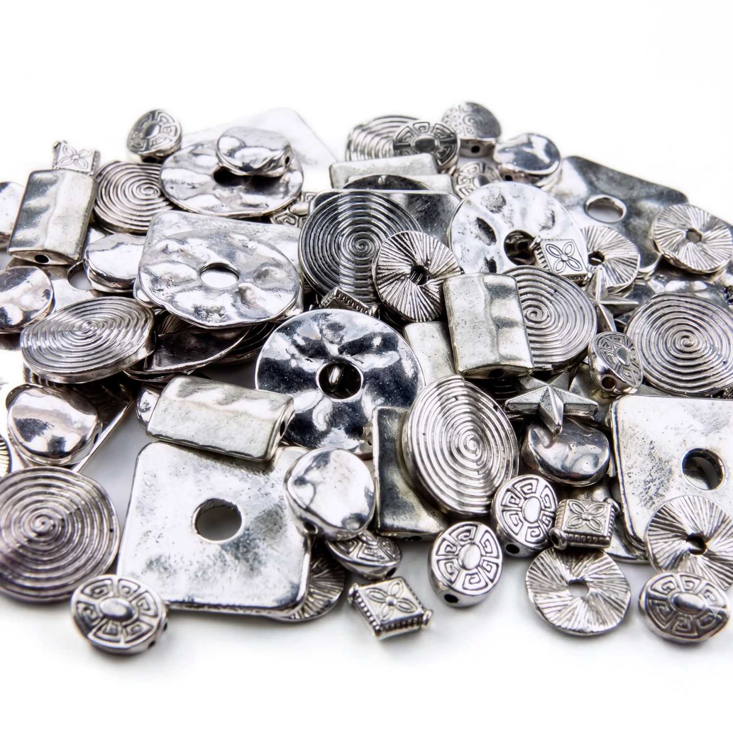 Set abalorios DISCOS Plata Pequeños 85 gr.