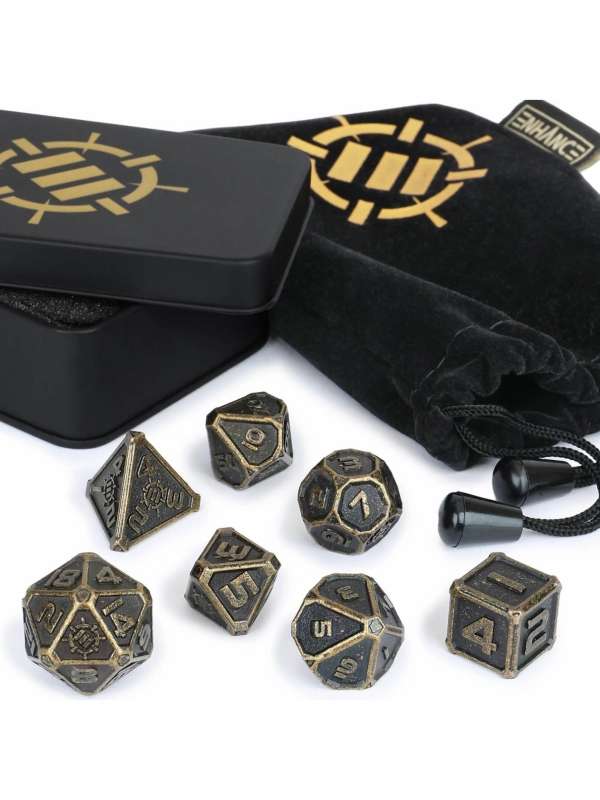 Set Dados Metal DnD (7 Unidades) con Estuche - Enhance Gaming