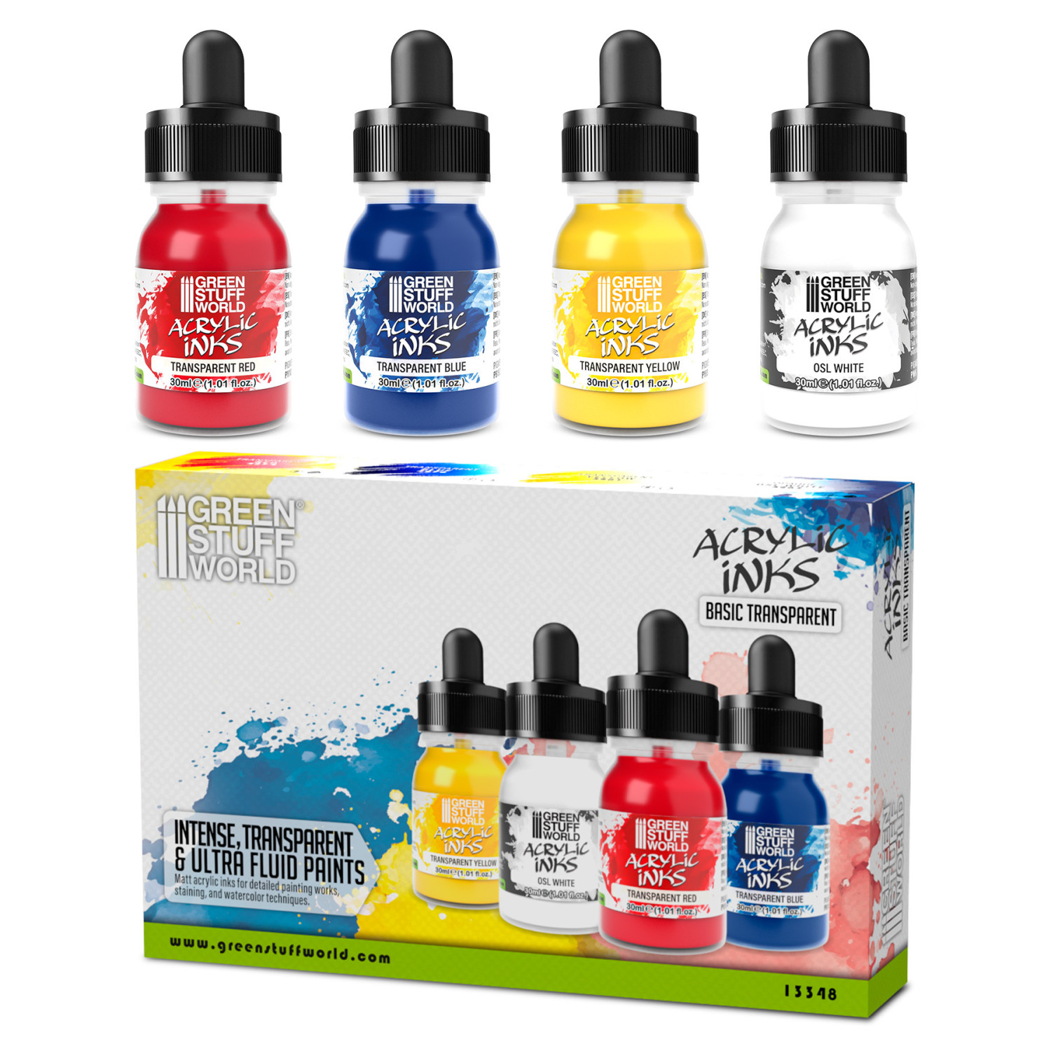 Set Tintas Acrilicas - Basicos Transparentes (x4)