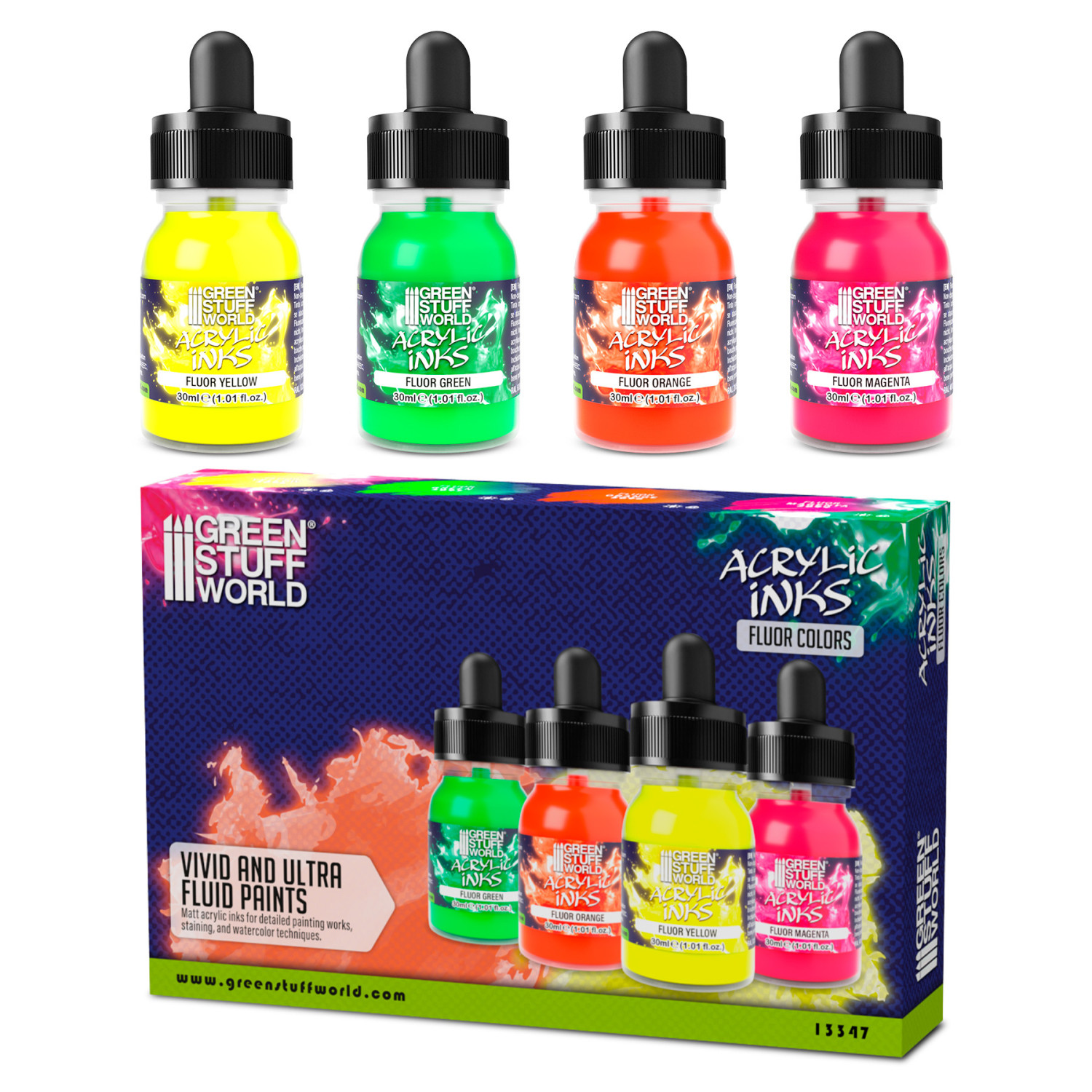 Set Tintas Acrilicas - Fluor (x4)
