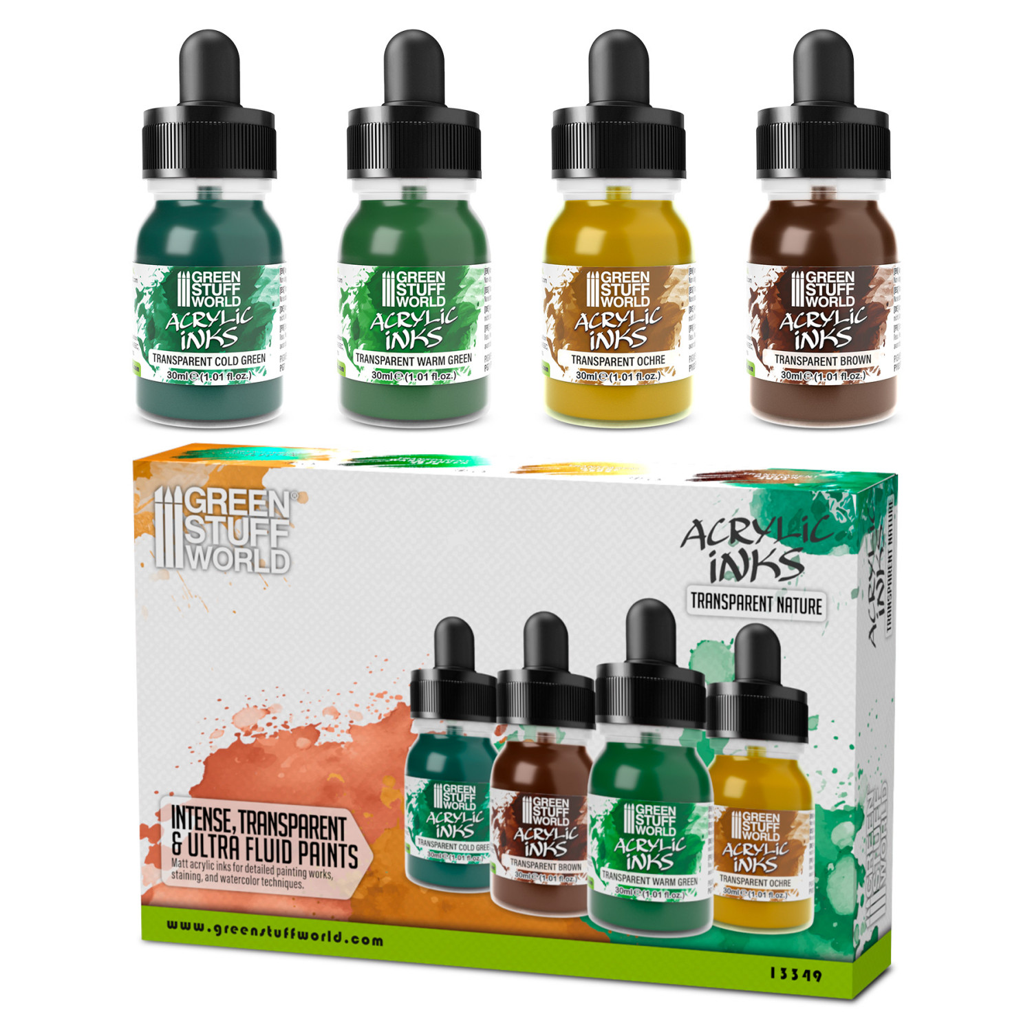 Set Tintas Acrilicas - Transparent Nature (x4)