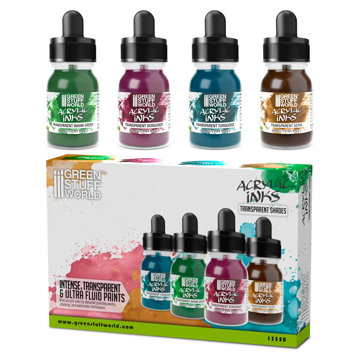 Set Tintas Acrilicas - Transparent Shades (x4)