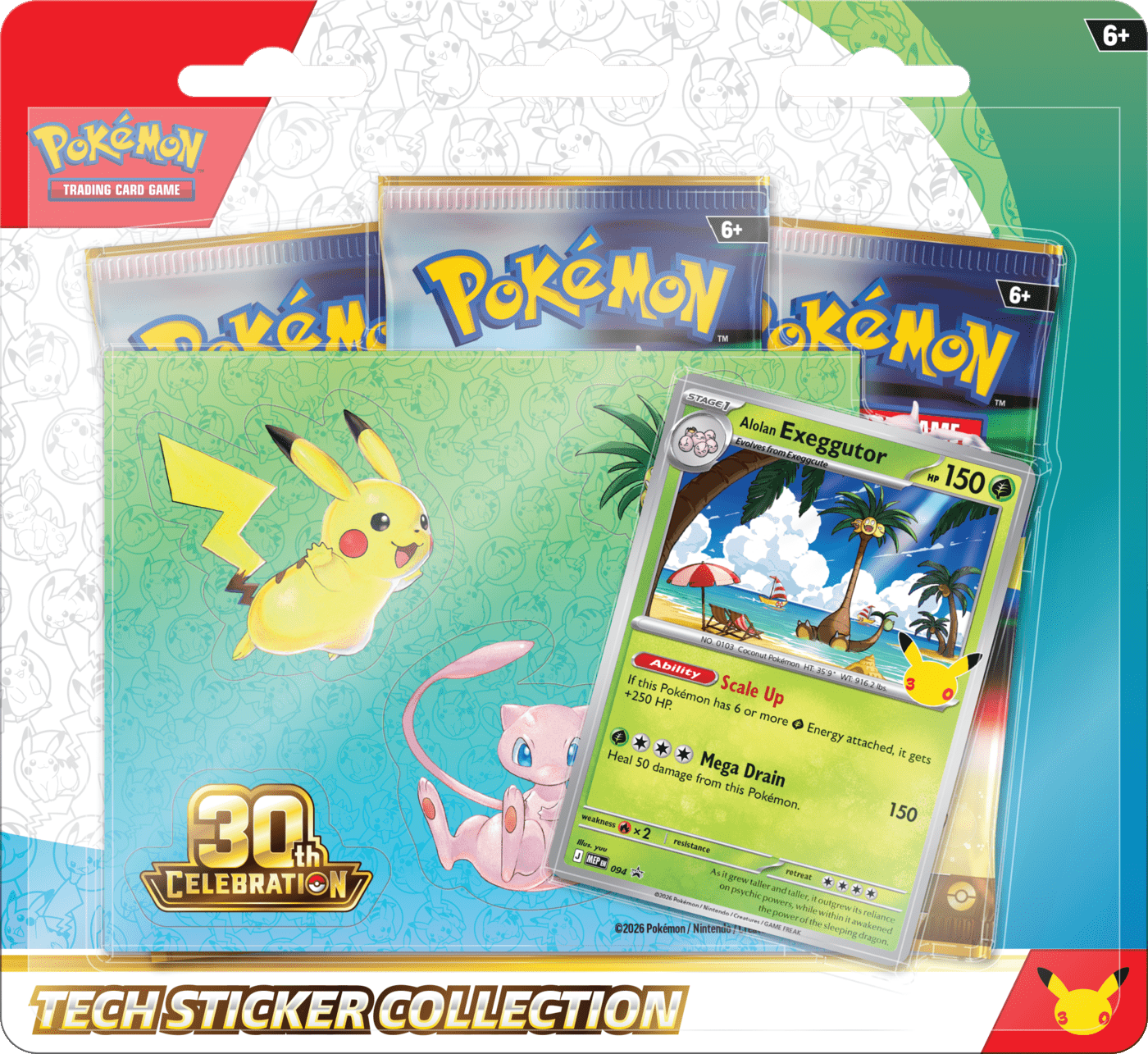 Colección con pegatinas especiales de Celebración 30.º Aniversario de JCC Pokémon Exeggutor de Alola (RESERVA ASEGURADA AL 100%)