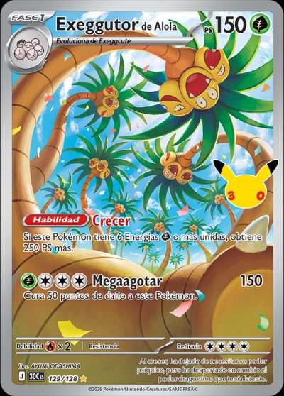 Carta de Exeggutor de Alola de Celebración 30.º Aniversario