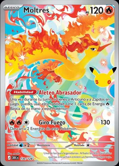 Carta de Moltres de Celebración 30.º Aniversario